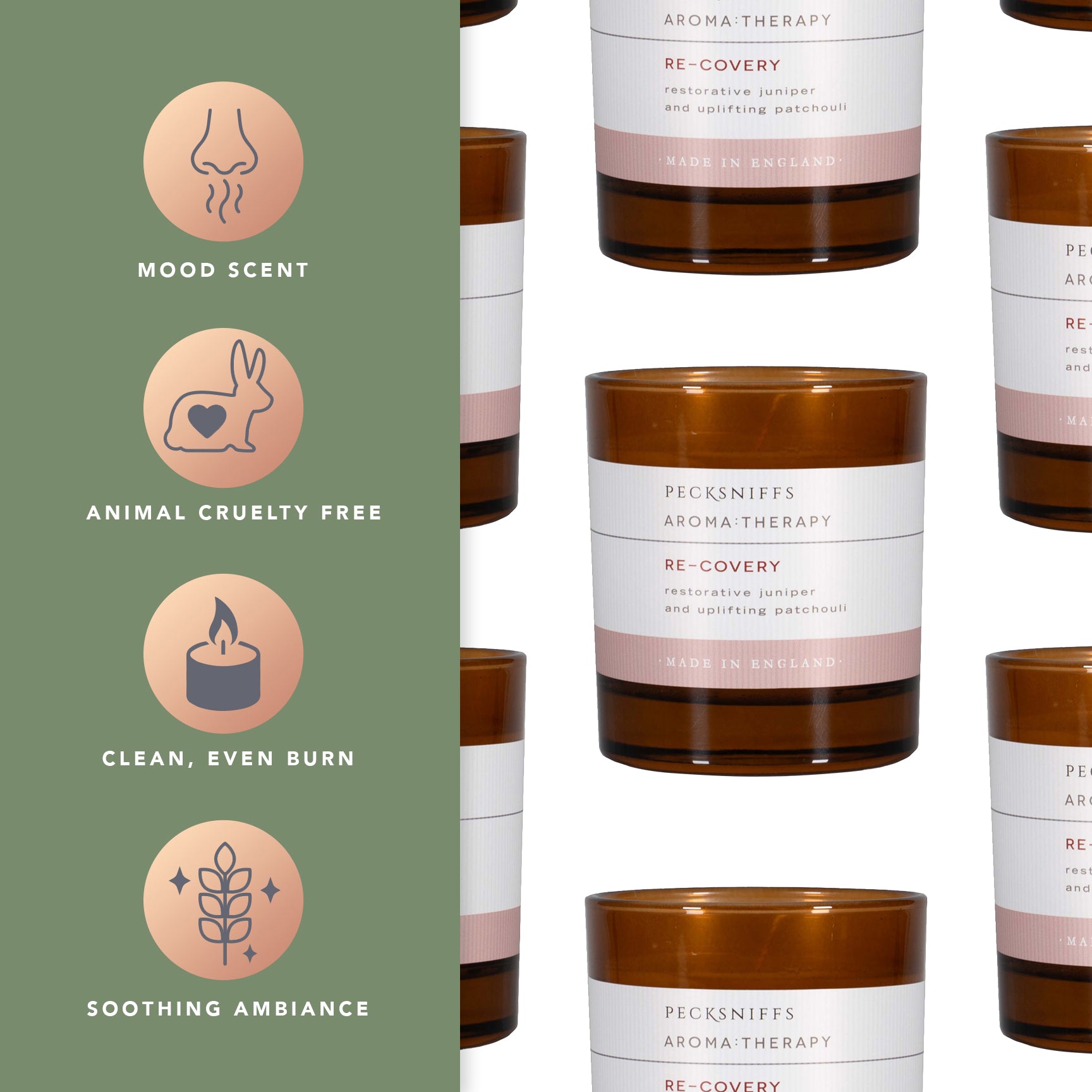Pecksniffs Amber Re-Covery Aroma Therapy Candle | 1 Wick, 184g/6.49oz
