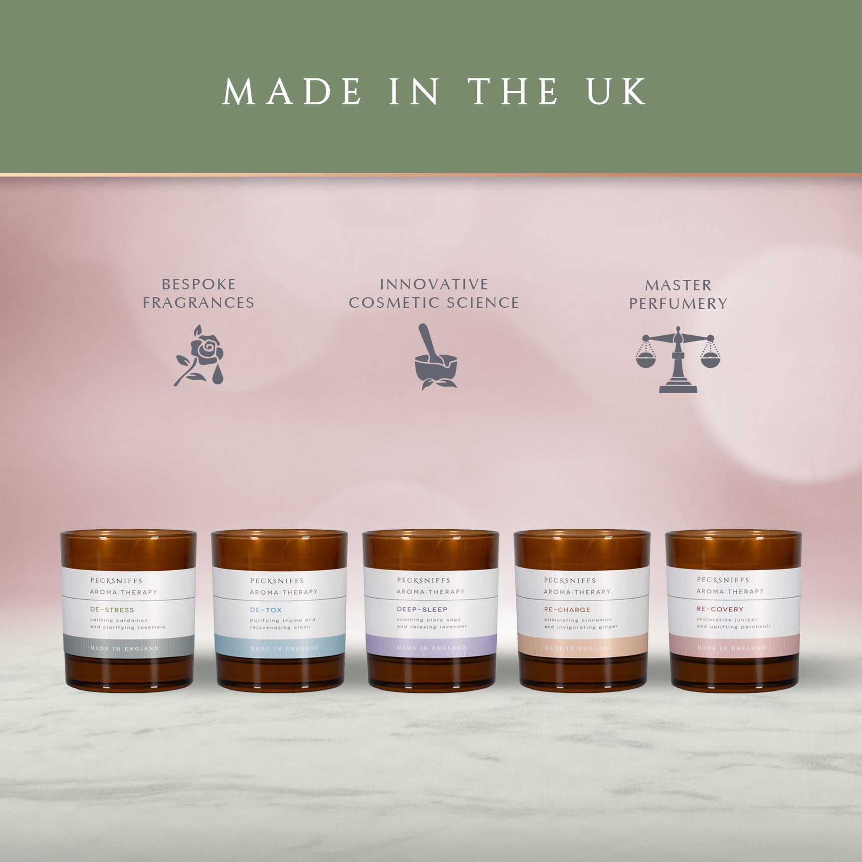 Pecksniffs Amber Re-Covery Aroma Therapy Candle | 1 Wick, 184g/6.49oz