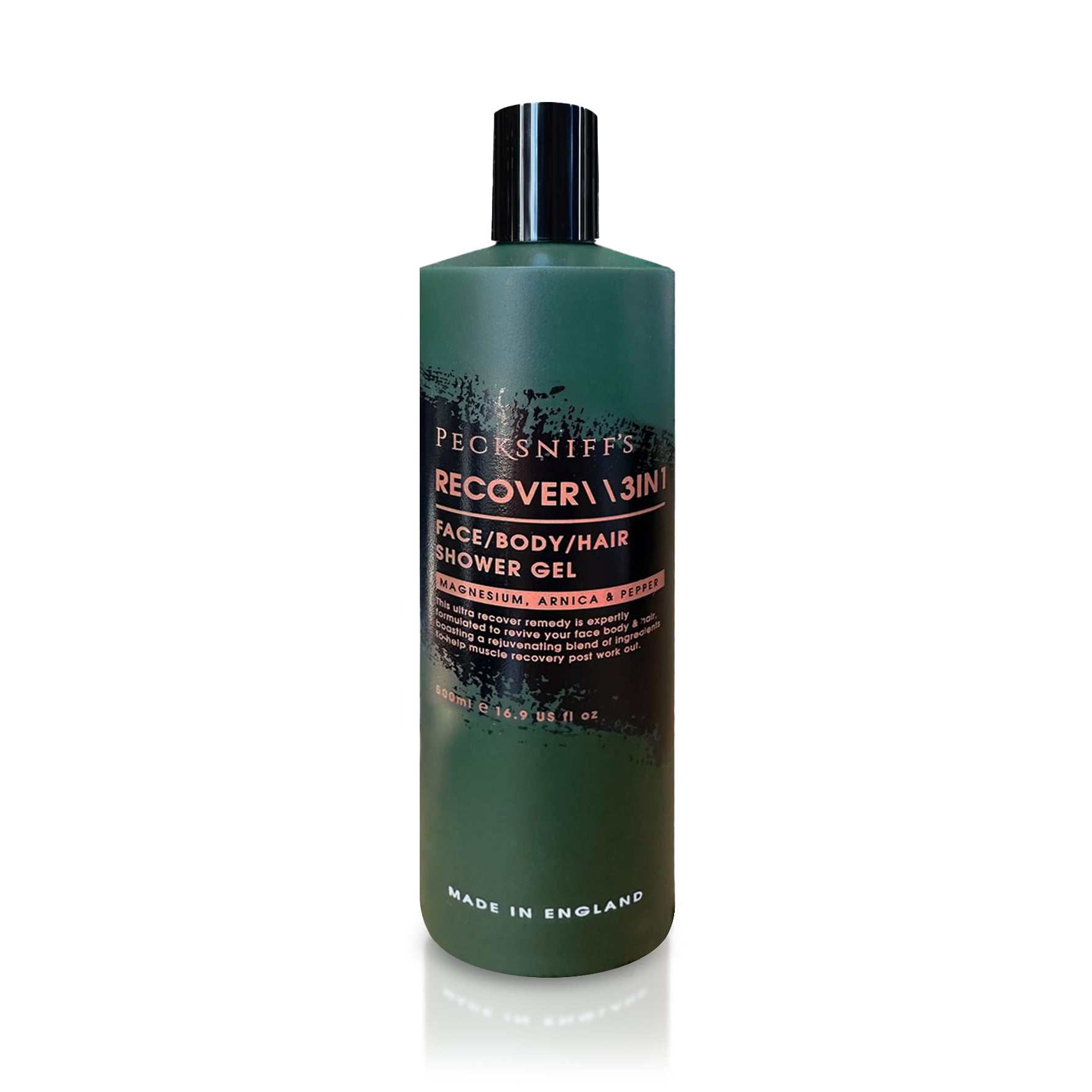 Pecksniff's Recover Magnesium 3-in-1 Arnica and Pepper Shower Gel | 500ml /16.9 Fl Oz
