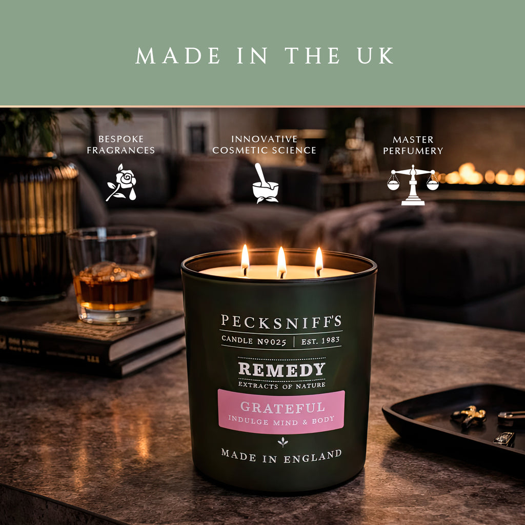Pecksniff’s Aromatherapy Grateful Candle 3 Wick 19.4 oz/550 g, Honey Aloe Fragrance, Long Lasting Luxury Glass Candle for Relaxation, Home and Gifts