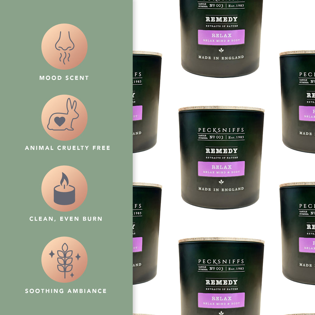 Pecksniff’s Aromatherapy Relax Candle 3 Wick 19.4 oz/550 g, Earthy Green Fragrance, Stress Relief, Long Lasting Luxury Glass Candle for Home Decor and Gifts