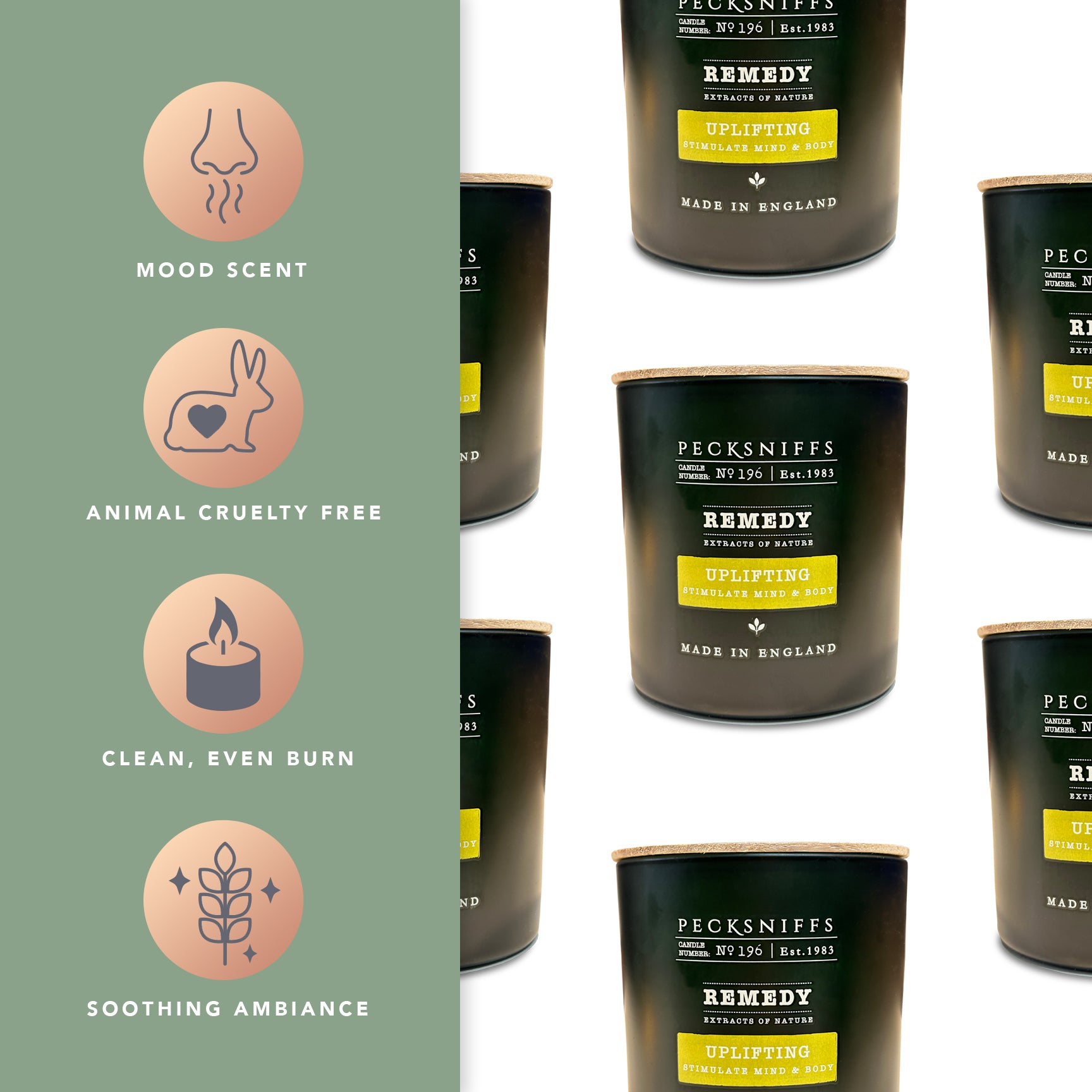 Pecksniff’s Aromatherapy Uplifting Candle 3 Wick 18.16 oz/515 g, Citrus Green Tea Fragrance, Grapefruit Lemon Notes, Energizing Luxury Glass Candle for Home and Gifts