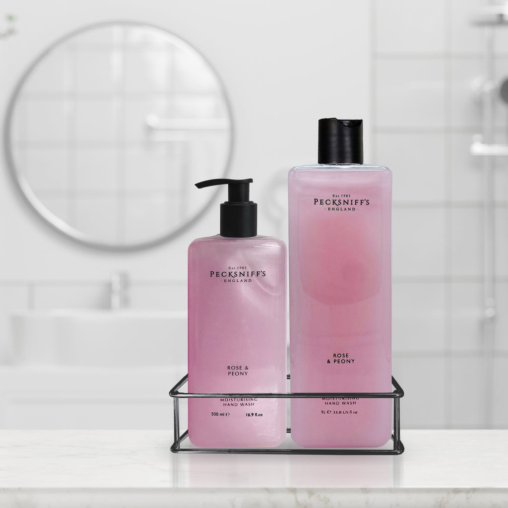 Pecksniffs Classic Rose & Peony Moisturizing Hand Wash 500ml/16.9 Fl oz and Hand Wash Refill 1L/1000ml,33.8 Oz