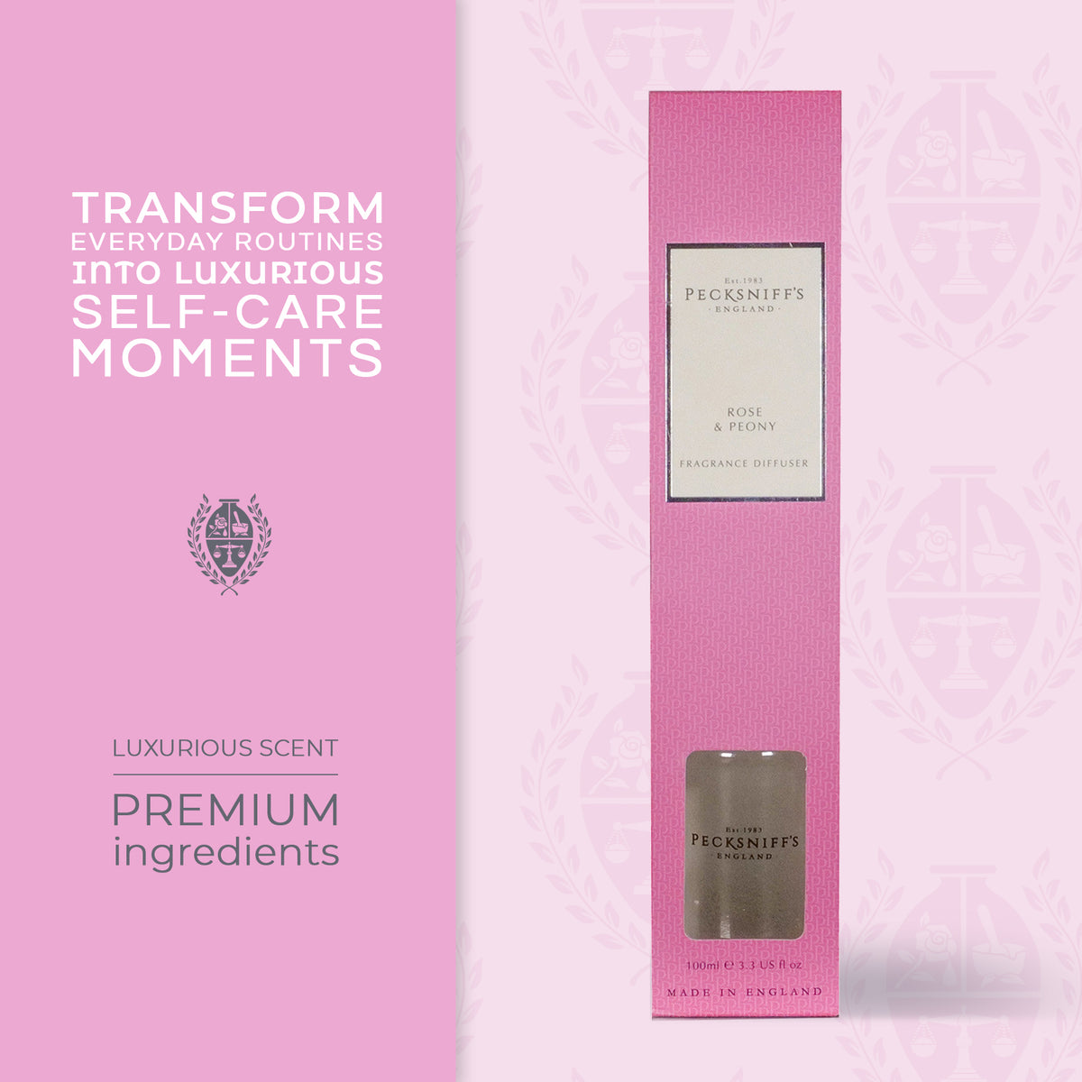 Pecksniffs Rose & Peony Diffuser | 100ml/3.38 Fl Oz