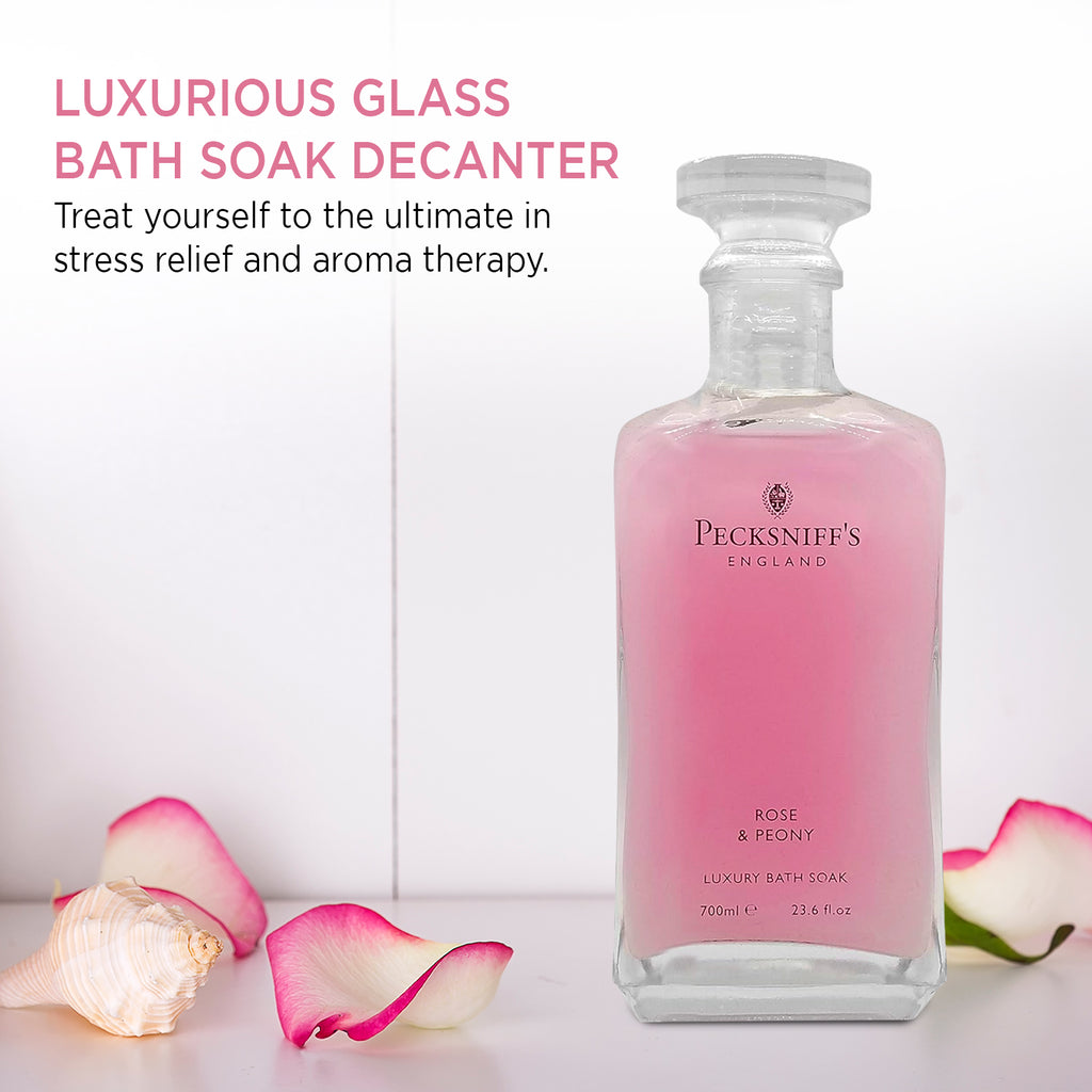 Pecksniffs Rose & Peony Luxury Bath Soak | 700ml /23.6 Fl Oz