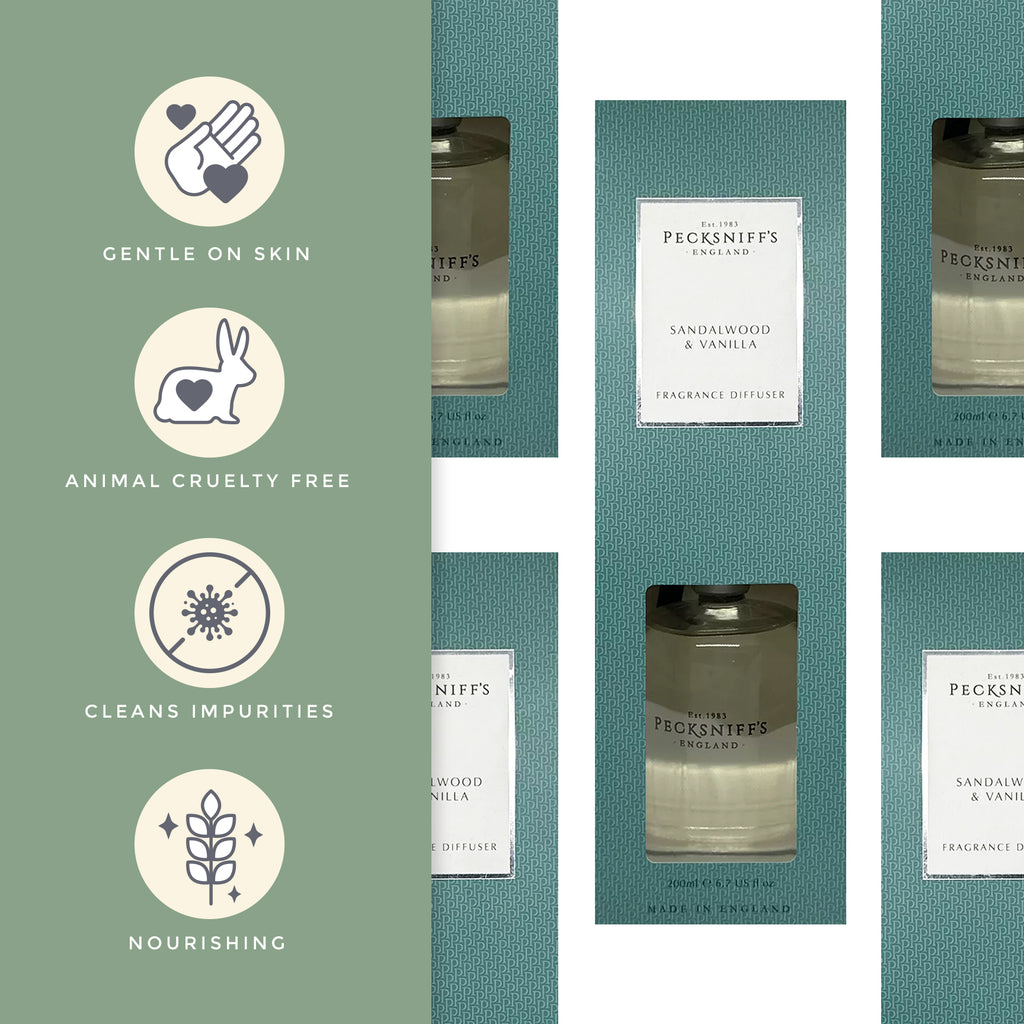 Pecksniff's Sandalwood & Vanilla Diffuser | 200ml/6.76 Fl Oz