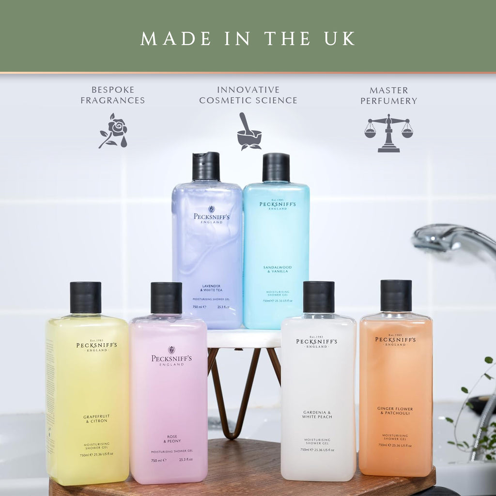 Pecksniffs Sandalwood & Vanilla Moisturizing Shower Gel | 1000 ml / 33.80 Fl Oz