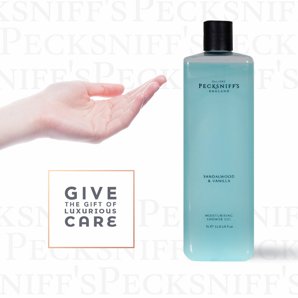 Pecksniffs Sandalwood & Vanilla Moisturizing Shower Gel | 1000 ml / 33.80 Fl Oz