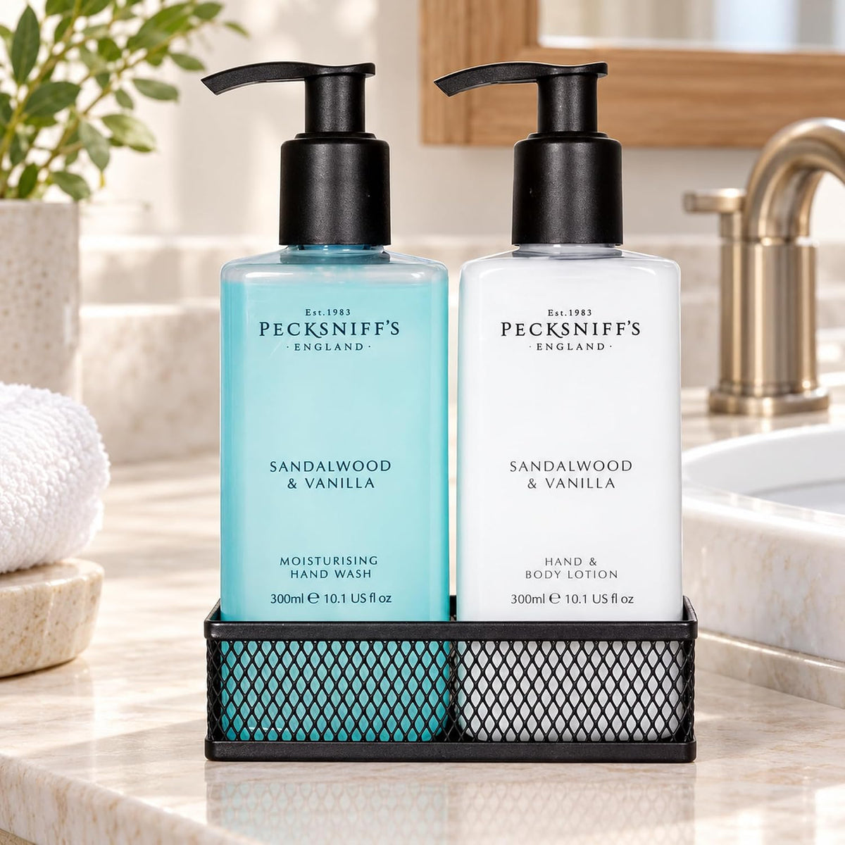 Pecksniff's Sandalwood & Vanilla Hand Wash & Lotion Caddy 300ml (10.1 fl oz)