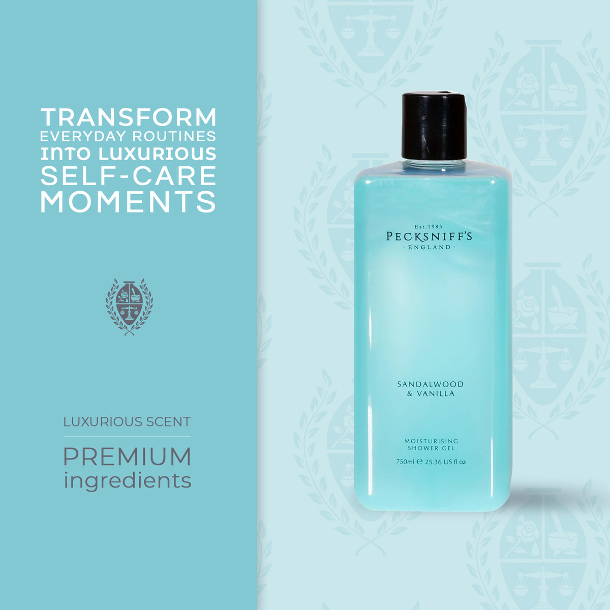 Pecksniff's Sandalwood & Vanilla Moisturizing Shower Gel | 750ml / 25.36 Fl Oz