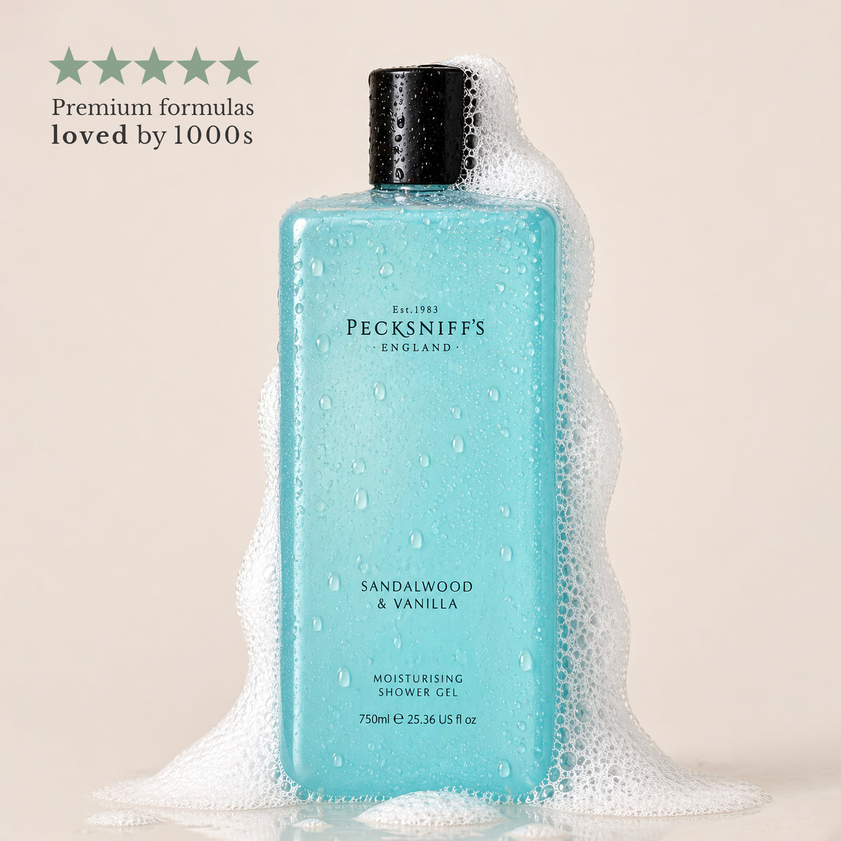 Pecksniff's Sandalwood & Vanilla Moisturizing Shower Gel | 750ml / 25.36 Fl Oz