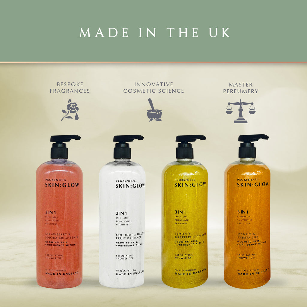Pecksniffs Strawberry and Jojoba Brightener Exfoliating Shower Gel | 1000 ml / 33.80 Fl Oz
