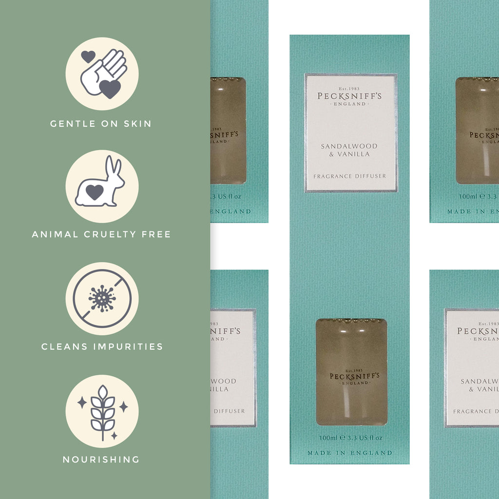 Pecksniff's Sandalwood & Vanilla Diffuser | 100ml/3.38 Fl Oz