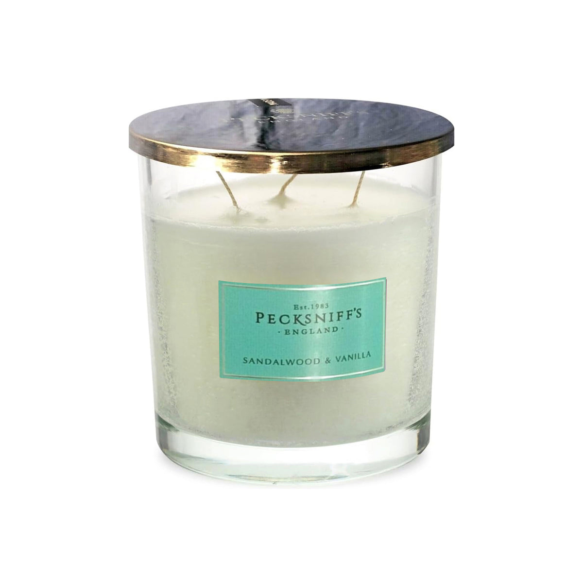 Pecksniff's Classic Sandalwood & Vanilla Scented Candle | 3 Wicks, 550g/19.4oz